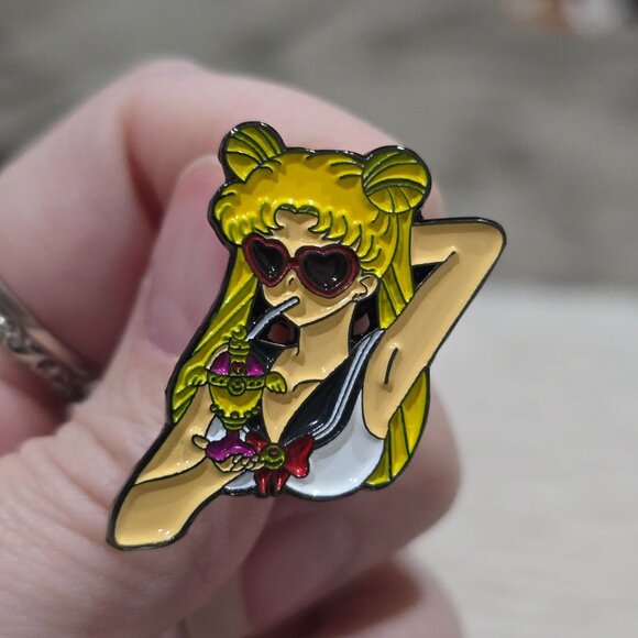 A Gothic Universe Jewelry - 🆕️🆑️ 3/$18 Sailor Moon Enamel Pin With Heart Sunglasses & Drink